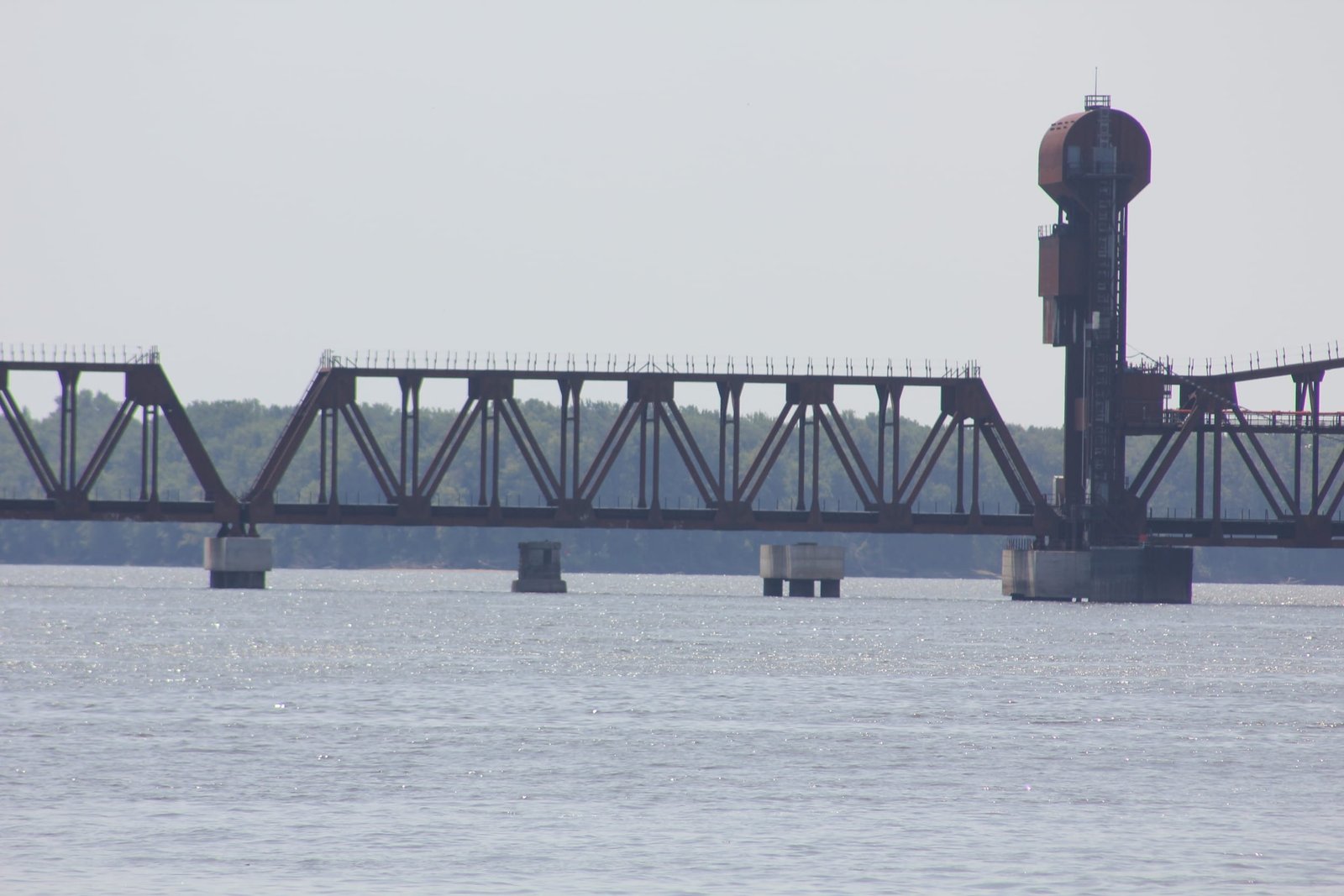 Old piers underneath bridge of present bridge